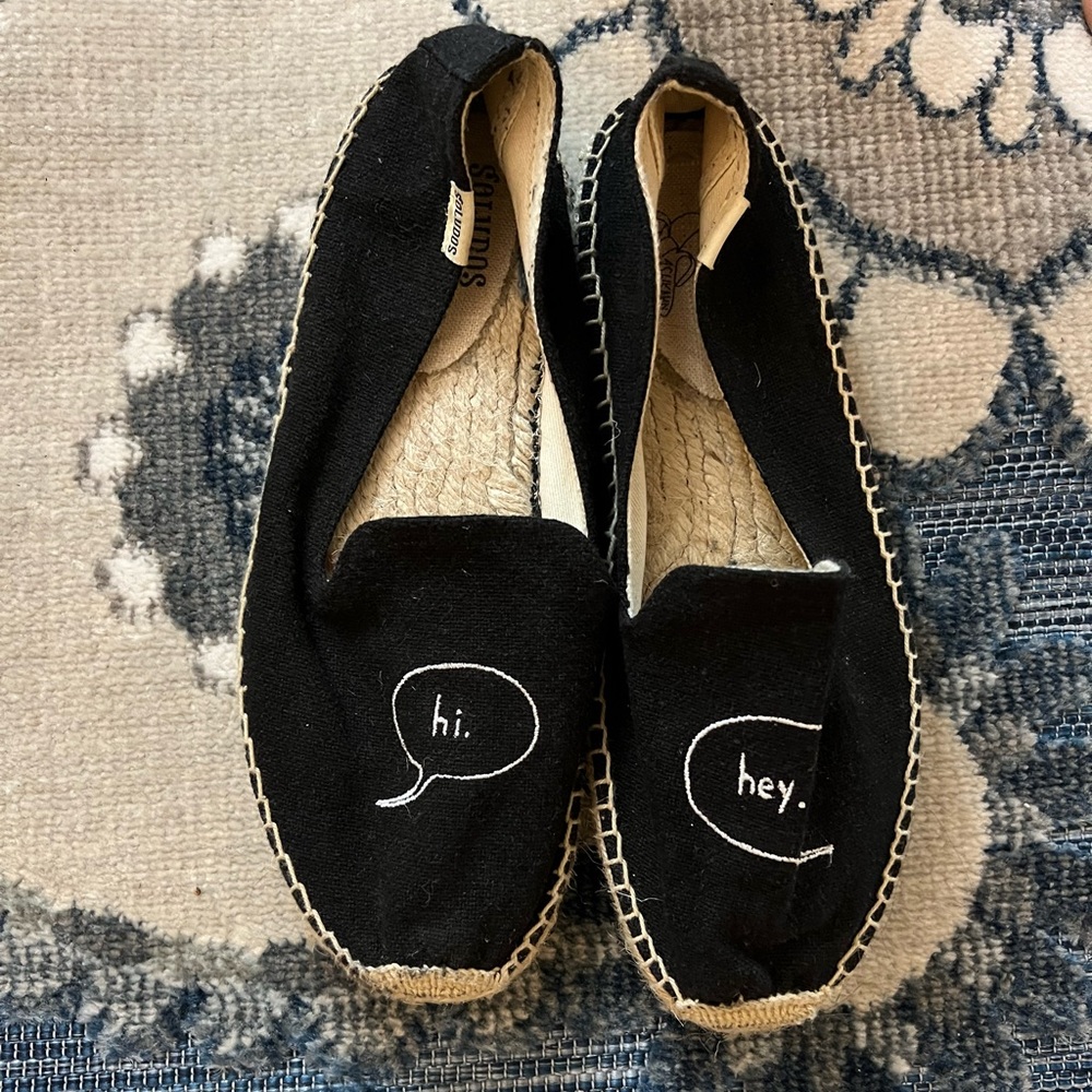 Soludos Ashkahn Hi/Hey Platform Smoking Slippers in Black, Size 9